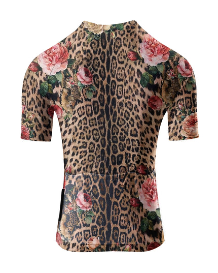 ROCKBROS Women's Leopard Print Rose Floral Short Sleeve Cycling Jersey