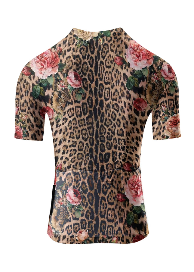 ROCKBROS Women's Leopard Print Rose Floral Short Sleeve Cycling Jersey
