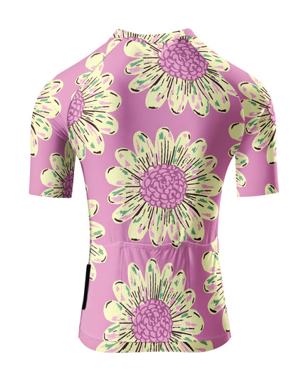 ROCKBROS Women's Pink Daisy Print Cycling Jersey