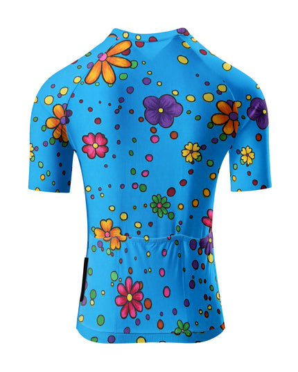 ROCKBROS Women's Sky Blue Cartoon Polka Dot Floral Cycling Jersey