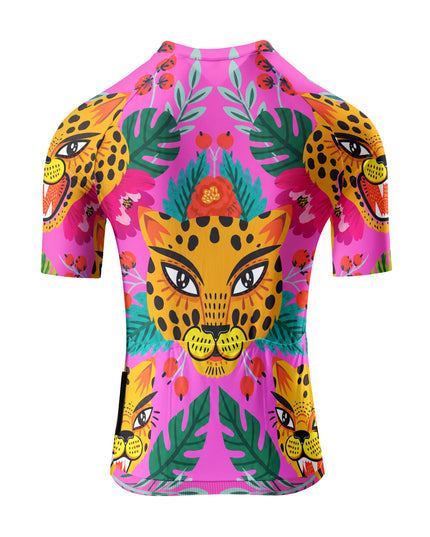 ROCKBROS Women's Pink Leopard Tropical Cycling Jersey
