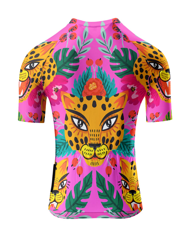ROCKBROS Women's Pink Leopard Tropical Cycling Jersey