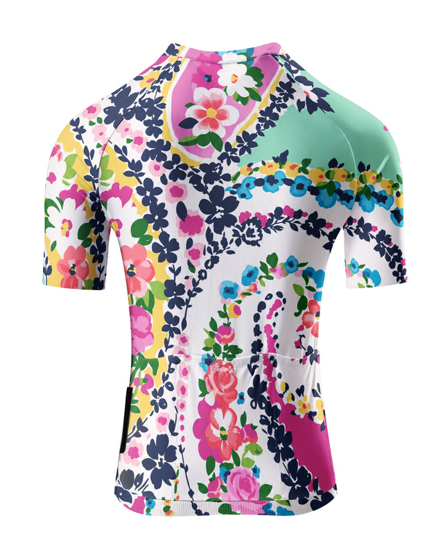 ROCKBROS Women's Multicolor Vintage Garden Rose Floral Short Sleeve Cycling Jersey
