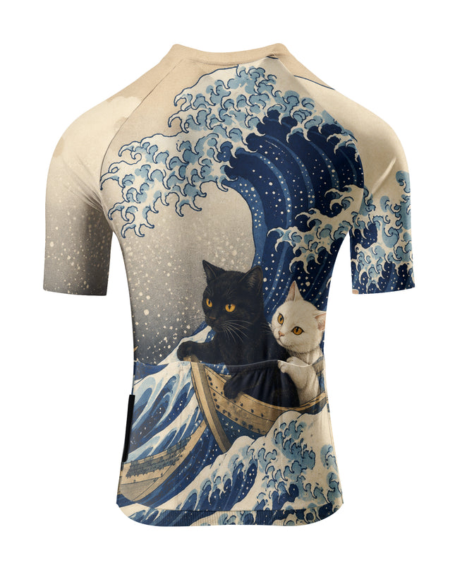 ROCKBROS Women's Ocean Wave Cats Short-Sleeve Cycling Jersey