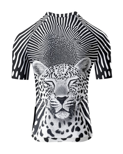 ROCKBROS Women's Monochrome Leopard Optical Print Short Sleeve Cycling Jersey