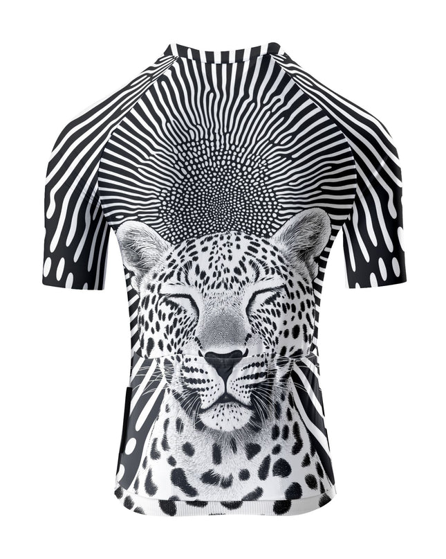 ROCKBROS Women's Monochrome Leopard Optical Print Short Sleeve Cycling Jersey