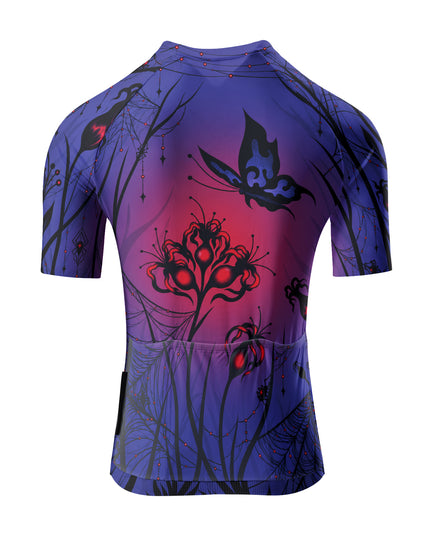 ROCKBROS Women's Gothic Spider Web Floral Print Short Sleeve Cycling Jersey