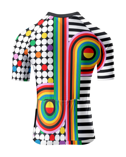 ROCKBROS Women's Contrast Rainbow Swirl Dot Cycling Jersey