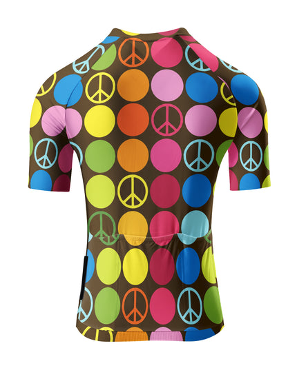 ROCKBROS Women's Hippie Multicolor Polka Dot Peace Symbol Cycling Jersey