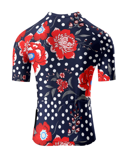 ROCKBROS Women's Red Floral Polka Dot Cycling Jersey