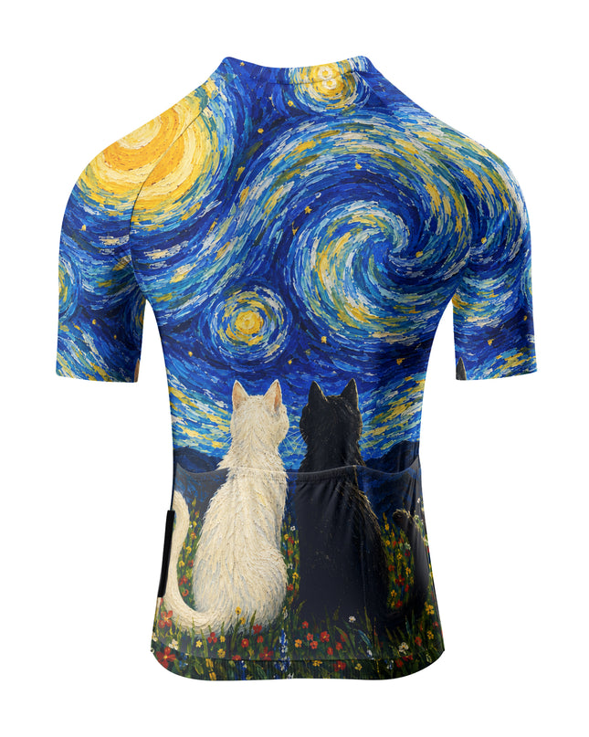 ROCKBROS Women's Starry Night Cats Short-Sleeve Cycling Jersey