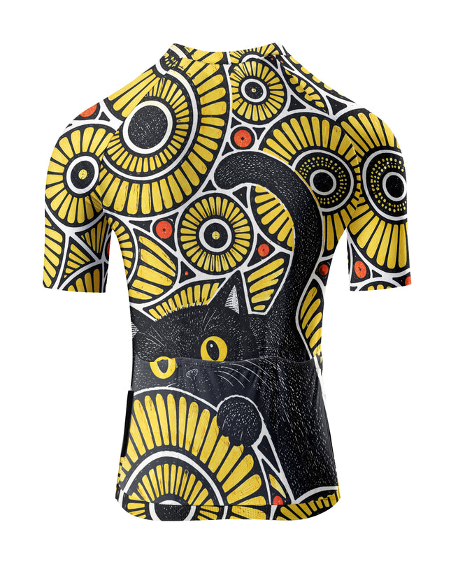 ROCKBROS Women's Golden Bloom Cat Short-Sleeve Cycling Jersey