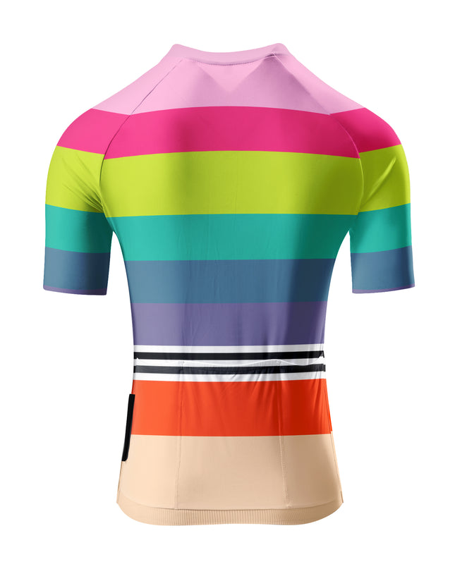 ROCKBROS Women's Vibrant Rainbow Stripe Cycling Jersey