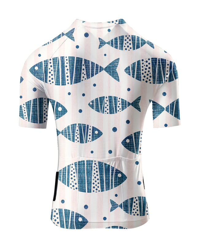 ROCKBROS Women's Blue Fish Print Cycling Jersey