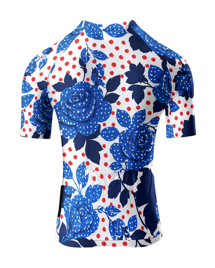 ROCKBROS Women's Blue Rose Polka Dot Cycling Jersey