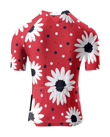 ROCKBROS Women's Red Daisy Polka Dot Cycling Jersey