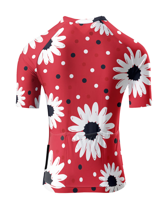ROCKBROS Women's Red Daisy Polka Dot Cycling Jersey