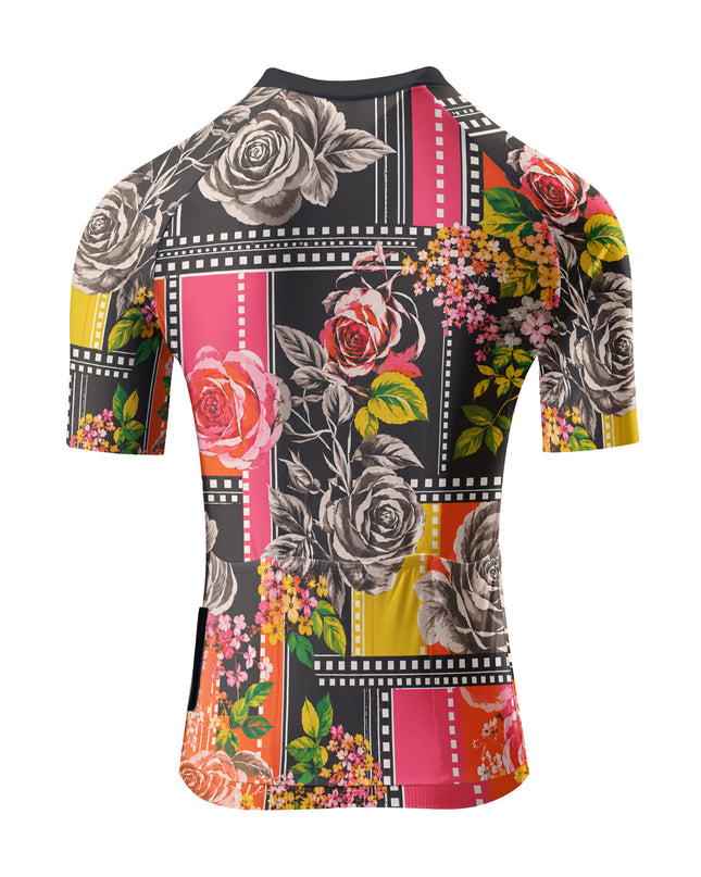 ROCKBROS Women's Patchwork Retro Rose Graphic Cycling Jersey