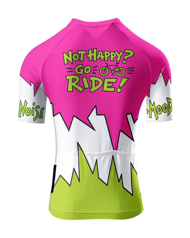 ROCKBROS Women's Pink Green Jagged Color Block Smile Slogan Cycling Jersey