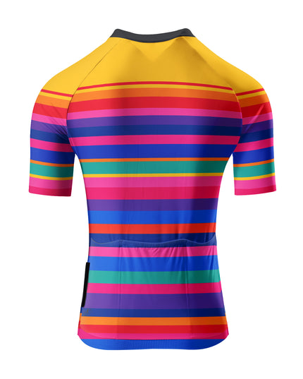 ROCKBROS Women's Bright Rainbow Horizontal Stripe Cycling Jersey