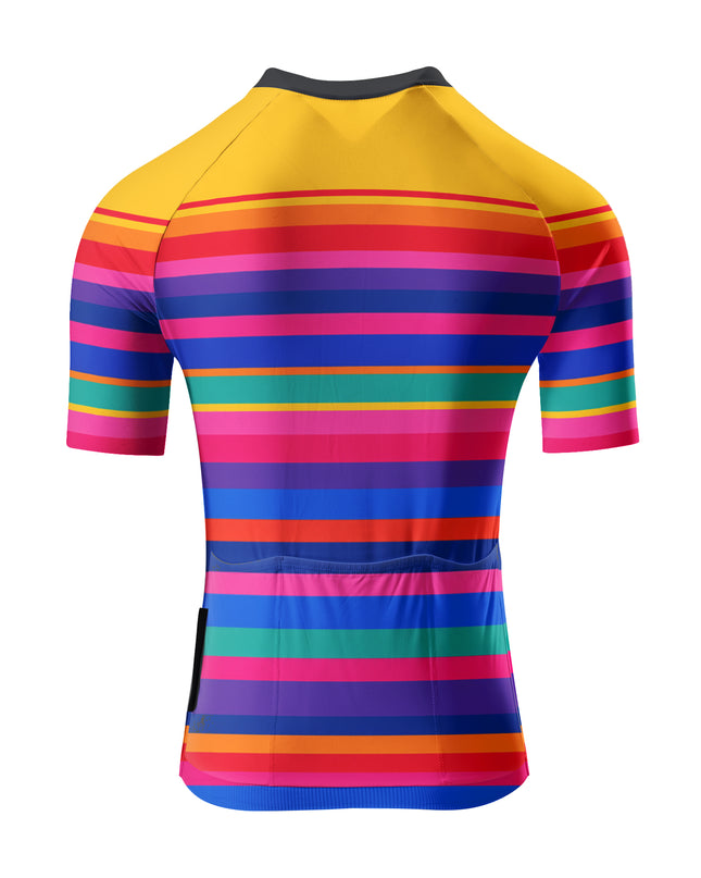 ROCKBROS Women's Bright Rainbow Horizontal Stripe Cycling Jersey