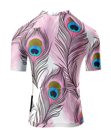 ROCKBROS Women's Pink Peacock Feather Cycling Jersey