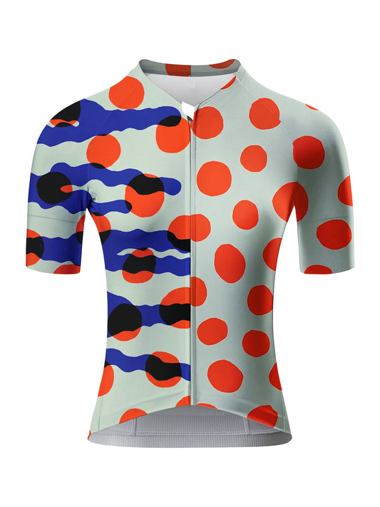 ROCKBROS Women's Retro Abstract Polka Dot Wave Print Short Sleeve Cycling Jersey