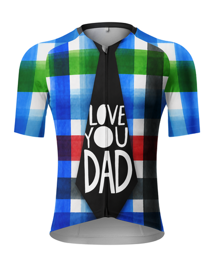 ROCKBROS Men's Love You Dad Printed Tie Plaid Cycling Jersey