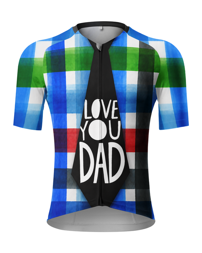 ROCKBROS Men's Love You Dad Printed Tie Plaid Cycling Jersey