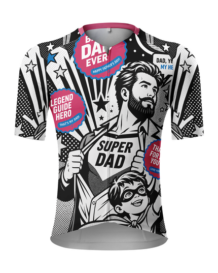 ROCKBROS Men's Super Dad Comic Hero Cycling Jersey