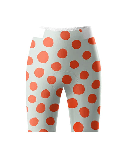 ROCKBROS Women's Bold Orange Polka Dot Padded Compression Cycling Shorts