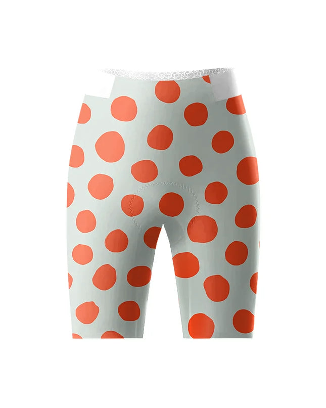 ROCKBROS Women's Bold Orange Polka Dot Padded Bib Cycling Bibs