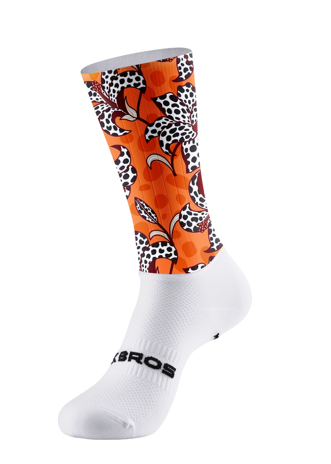 ROCKBROS Women's Orange Leopard Print Lily Floral Short Sleeve Cycling Set