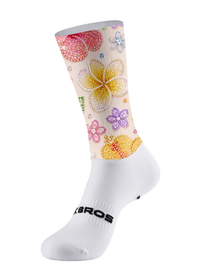 ROCKBROS Crystal Bloom Sparkle Floral Cycling Socks
