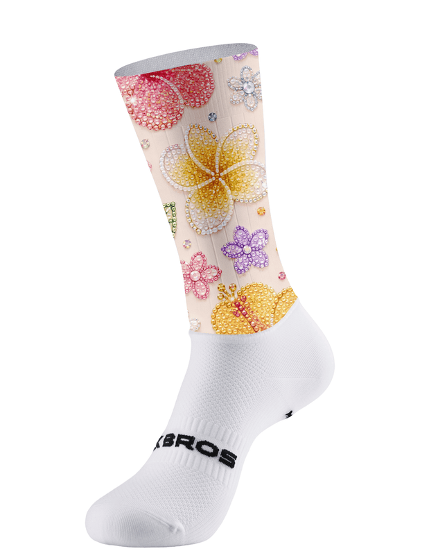 ROCKBROS Crystal Bloom Sparkle Floral Cycling Socks
