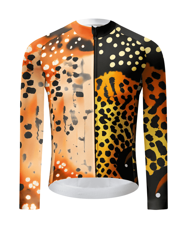 ROCKBROS Wild Leopard Dots Long Sleeve Pro Aero Cycling Jersey