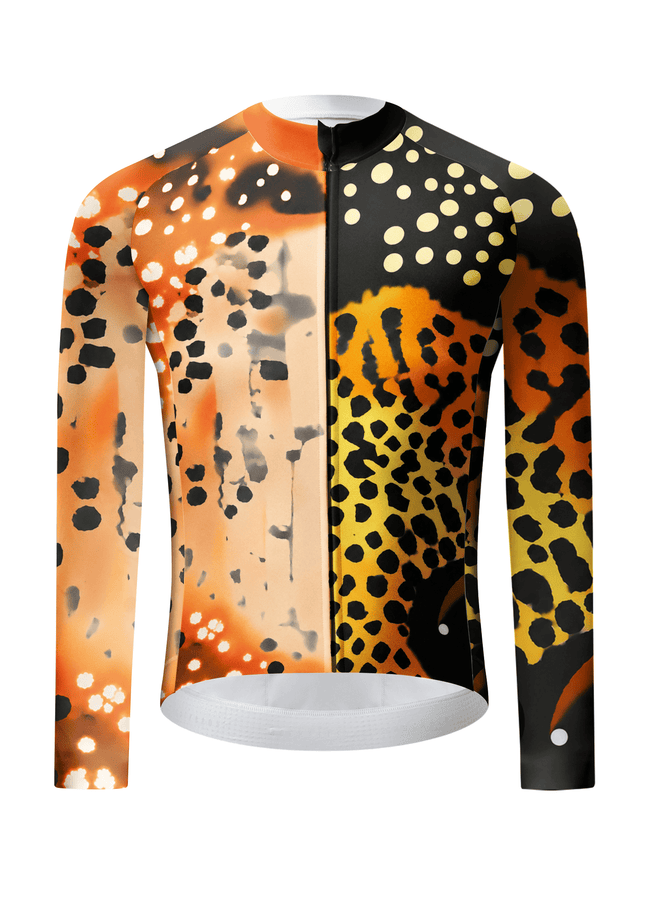 ROCKBROS Wild Leopard Dots Long Sleeve Pro Aero Cycling Jersey