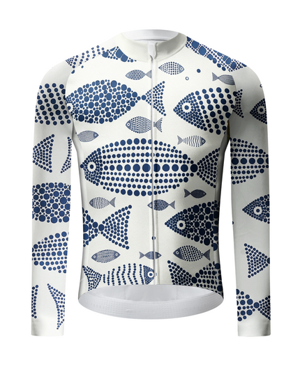 ROCKBROS Artistic Dot Fish Print Pro Long Sleeve Cycling Jersey