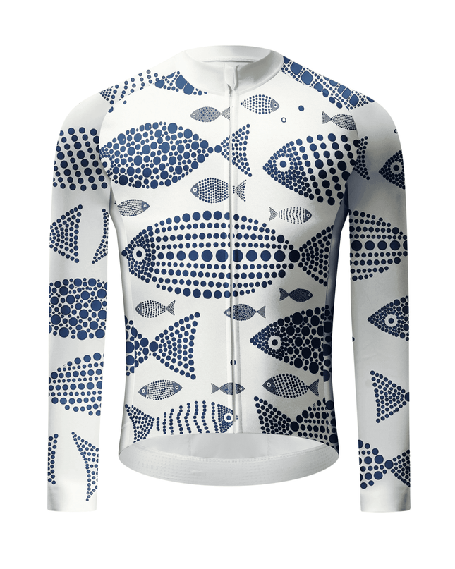 ROCKBROS Artistic Dot Fish Print Pro Long Sleeve Cycling Jersey