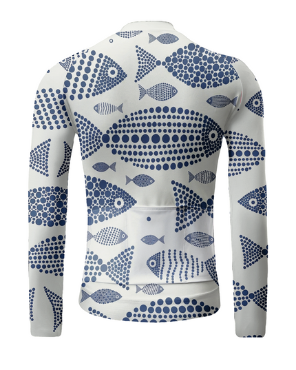 ROCKBROS Artistic Dot Fish Print Pro Long Sleeve Cycling Jersey