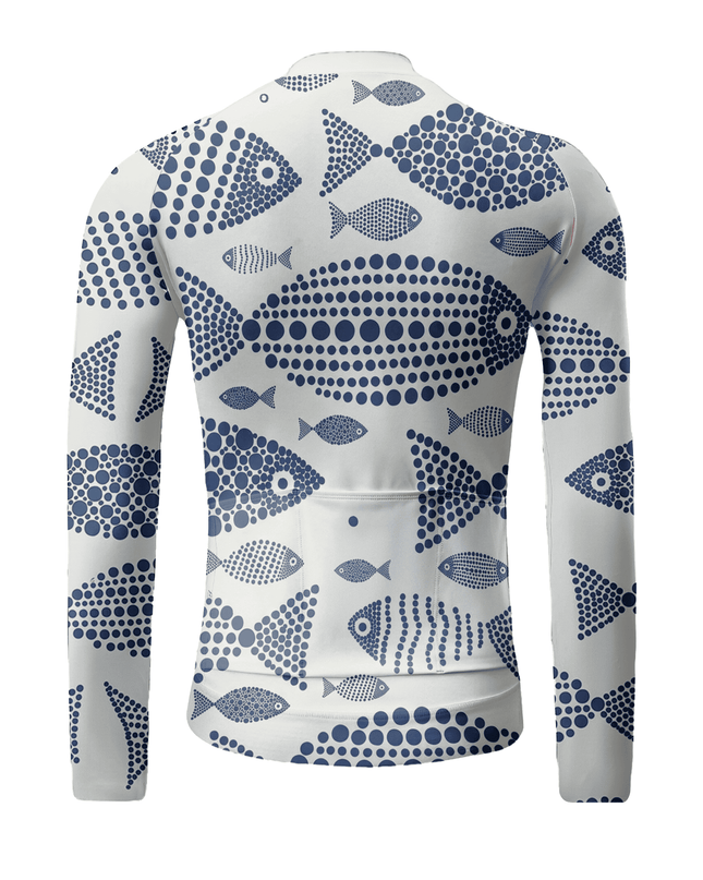 ROCKBROS Artistic Dot Fish Print Pro Long Sleeve Cycling Jersey