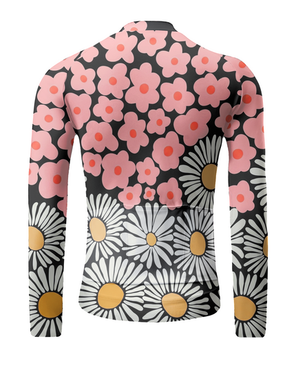 ROCKBROS Retro Daisy Floral Print Long Sleeve Cycling Jersey