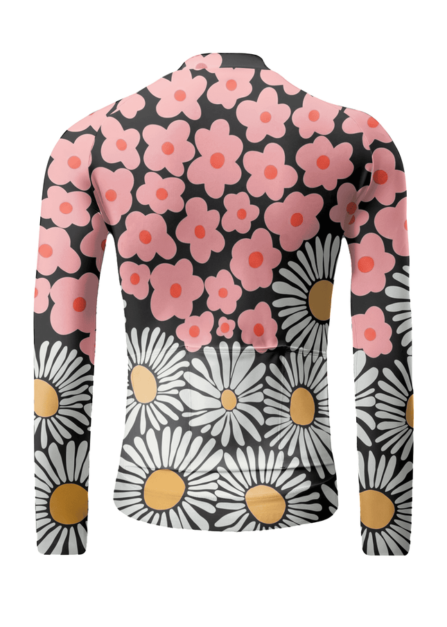ROCKBROS Retro Daisy Floral Print Long Sleeve Cycling Jersey