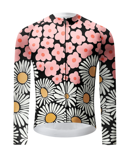 ROCKBROS Retro Daisy Floral Print Long Sleeve Cycling Jersey