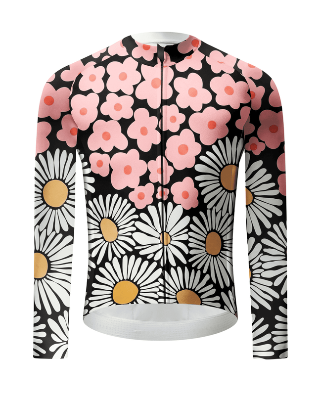 ROCKBROS Retro Daisy Floral Print Long Sleeve Cycling Jersey