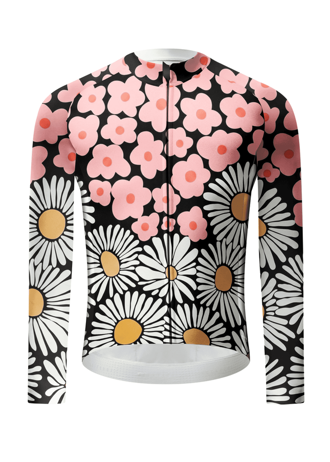 ROCKBROS Retro Daisy Floral Print Long Sleeve Cycling Jersey