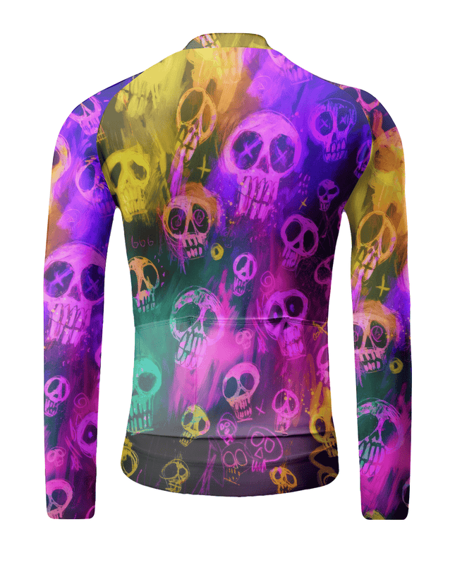 ROCKBROS "Skull Riot" Neon Graffiti Art Long Sleeve Cycling Jersey