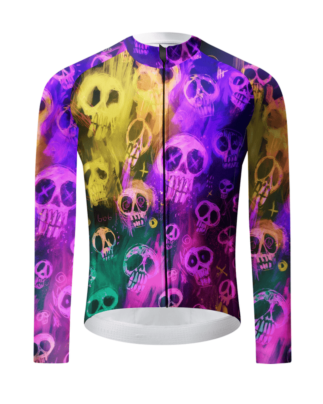 ROCKBROS "Skull Riot" Neon Graffiti Art Long Sleeve Cycling Jersey
