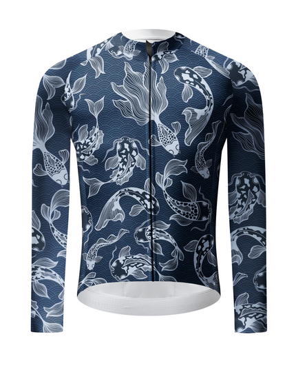 ROCKBROS Oriental Koi Waves Art Long Sleeve Cycling Jersey