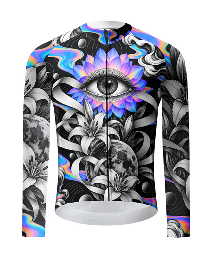 ROCKBROS "Cosmic Eye" Surrealist Floral Art Long Sleeve Cycling Jersey